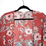 Maurice's Rust Orange Multicolor Floral Print Flutter Sleeve Kimono Photo 2