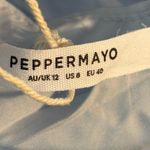 Peppermayo NWT  Ayla Satin Mini Dress Size 8 Arctic Blue Lace Open Back Photo 4