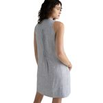 Quince  Size M 100% European Linen Sleeveless Swing Dress Blue Pinstripe Photo 1