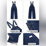 LAPIS LOFT WOMEN'S ADJUSTABLE STRAP DENIM LOOSE WIDE LEG OVERALLS Size Small Blue Photo 2