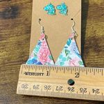Unicorn Studs Floral Dangle Earrings Set Teal‎ Blue Photo 6