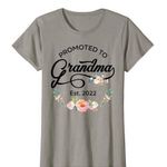 Baby Announcement “Promoted to Grandma” Grey Women’s Tee Shirt Size L Size L Photo 0