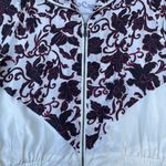 Vintage 90s KDBD White Black Floral Silk Zip Up Jacket Size M Photo 3