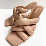 Abound ‎ Sandals Womens Size 9.5 Tan Square Toe Woven Stiletto Heels Photo 0