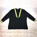Exclusively Misook Cardigan Womens Plus 3X Black Green Yellow Trim V Photo 3