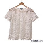 Banana Republic Womans S White Short Sleeve Crochet Top Photo 0