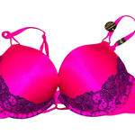 Victoria's Secret Victoria’s Secret Bombshell Add-2-Cups Push-Up Bra 36B Pink Lace NEW Photo 0