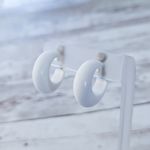 Vintage Clip On Earrings Chunky Retro Hoops White Photo 2