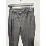 Free People  Black Faux Suede Fitted High Waisted Straight Legging size Small Photo 5