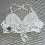 Jessica Simpson White Silver Flower Power Cut Out Cross Back Bikini Top Sz Sm Photo 1