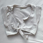 Urban Outfitters white ribbed cropped front tie  top Photo 0