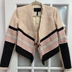 BCBGMAXAZRIA Walker Open Front Southwestern Boho Aztec Fringe Blazer Size XS Photo 13