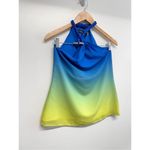 Lauren Ralph Lauren Halter Top Size Small Blue Green Ombre Sleeveless‎ Zip Up Blue Photo 4