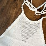 Aerie Knit Crochet Cropped Stretch White Cream Halter Top Size Large Photo 4
