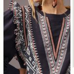 Anthropologie  Ruffled Deco Pullover Aztec Print Size Médium‎ Petite Photo 2