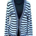 Cache Knit Top Jacket Sweater M/L Metallic Kissed Eyelash Trim Stretch $128 NWT Photo 0