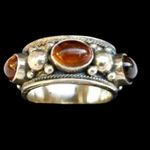 Vintage Sterling Silver Amber Cabochon Ring Sz 7 Photo 5