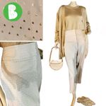 Lane Bryant CREAM & GOLD CROPPED POLKA DOT PANTS (26W) Photo 1