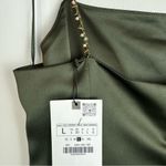 ZARA NWT Green Satin Effect Midi Wrap Dress Sz Large Beaded Straps Photo 10