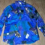 Bobbie Brooks Women's Vintage 1980 Abstract PrintButton Down,Long Sleeve,Size M Blue Size M Photo 0