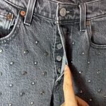 Levi's  Premium 501 Original Cropped Jeans Studded Embellished Black Wash Size 25 Photo 6