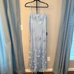 Lulus NWT Abundant Charm Light Blue 3D Floral Appliqué Maxi Dress Size XL Photo 2
