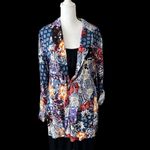 Jaase  Rosella floral collage jacket notched collar side slits 1 button EUC Photo 1