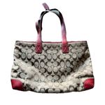 Coach Vintage Signature Brown Classic Canvas & Red Leather Trim Tote Bag 6082 Photo 7