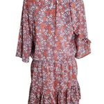 C&E Coral Pink Floral Mini Dress Size Medium Floral Blouson Dress Wedding Guest Photo 1