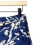 ZARA floral cotton ruched high slit midi maxi skirt blue cream Photo 7