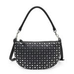 Urban Expression Black vegan leather studded shoulder bag with stud silver accents bead sequin Photo 0