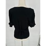 Madewell Top 10 Black Button Short Sleeve Ruffle Neutral Basic Whimsigoth Photo 3