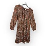 Michael Kors Michael  Brown Paisley Boho Long Sleeve Shift Dress S Photo 1