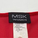 VTG MSK Women Red Velvet long sleeve wrap top side gathered shoulder pads 1X Photo 5