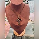 Symbols Of Faith Gold and Burgandy Cross Pendant Necklace Photo 1