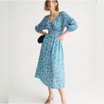J.Crew  V-neck Midi Dress in Blue Blooms Block Print Size S BR442 Photo 1