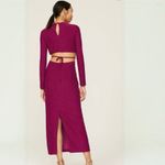 Monique Lhuillier ML by Elegant Purple Metallic Knit Long Sleeve Dress Size 10 Photo 1