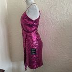 Lulu’s Hilaria Fuschia Pink Sequin Halter Asymmetrical Hem Mini Dress NWT M Size M Photo 6