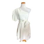 Nine West Womens  One-Shoulder Fit & Flare White Tie Waist Spring Dress - Sz M Photo 1