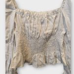 Reformation Square Neck Linen Smocked Blouse Size Small Photo 3