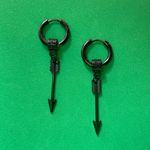 A Pair Titanium Steel Arrow Dangle Drop Earrings for Men Women,Punk Hip Hop Black Photo 4