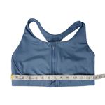 Athleta Womens Blue Front-Zip Sports Bra With Racerback & Mesh Details Photo 4