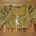 ZARA Corduroy Puff Sleeve Crop Top Photo 4