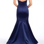Hayley Paige Occasions Navy Blue Satin Dress Photo 4