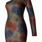 Black Bead  Multicolor One-Shoulder Dress Photo 0