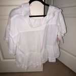 White Eyelet Blouse Size L Photo 3