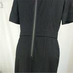 Escada Pinstripe Career Dress Double V Neck Midi Fitted Sheath Size 40/US 10 Black Photo 2