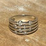 Sterling Silver Vintage Vietnam Stacked CZ & 925  Ring Photo 0