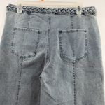 Entro braided rope waist wide leg jeans size L NWT denim pants light blue Photo 4