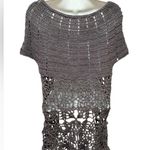 Hand Made Gray Crochet Sweater Vest Unique Buttons Sz S Photo 3